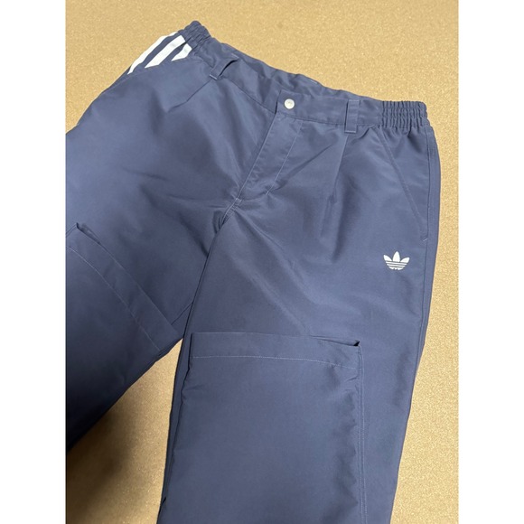 Adidas Women's Navy Blue Track Pants with White Stripes Elastic Waist Size M - Picture 2 of 7